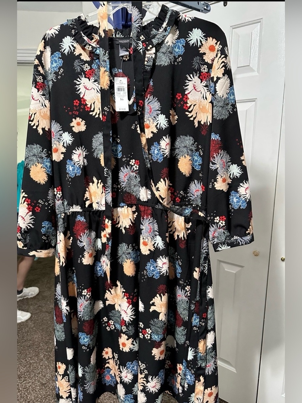 Ann Taylor Factory Black Floral Midi Dress